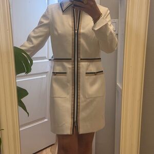 Etcetera Cream Contrast Trim Long Jacket Coat – Size 0